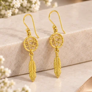 Golden Dream Catcher Earrings