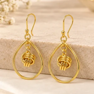 Golden Knot Drop Earrings